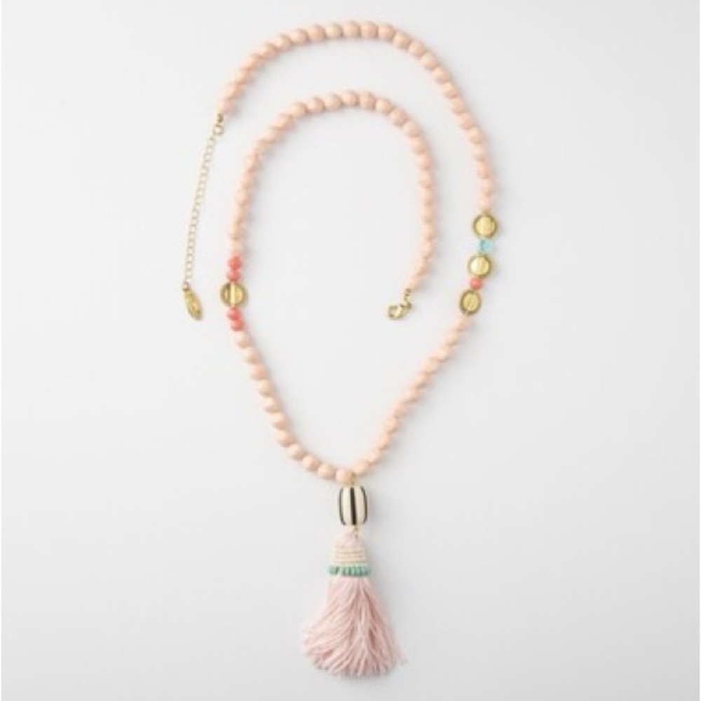 Chic Pastel Beaded Necklace with Tassel